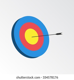 Successful shoot. Darts target aim icon. Reaching goal concept. Vector illustration.