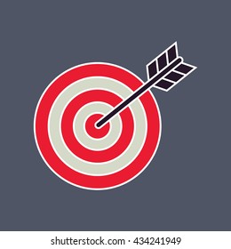 Successful shoot. Darts target aim icon. Vector illustration.