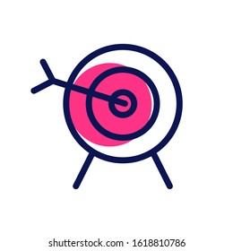 Successful shoot and target aim icon, flat vector graphic on white background.