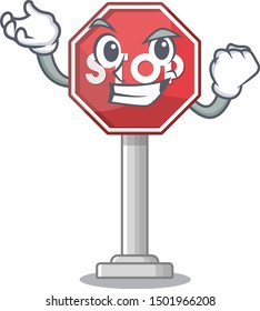 Successful sign stop cartoon side street mascot