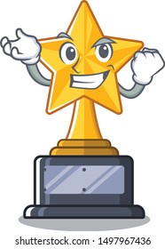 Successful star trophy with the character shape
