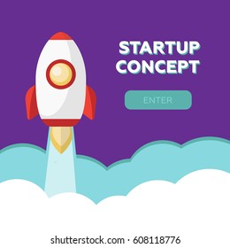 Successful startup rocket business concept illustration vector