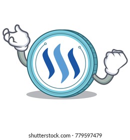 Successful Steem coin character cartoon