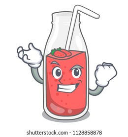 Successful strawberry smoothie character cartoon