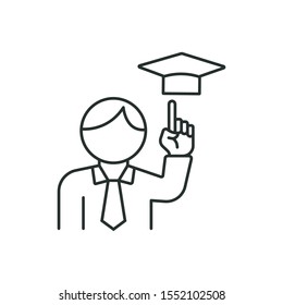 successful student - minimal line web icon. simple vector illustration. concept for infographic, website or app.