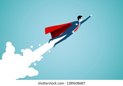Successful superhero businessmen are flying up into the sky. business finance success. leadership. startup. creative idea. illustration cartoon vector