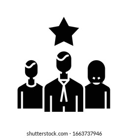 Erfolgreiches Team schwarz Symbol, Concept Illustration, Vektorillustration flaches Symbol, Glyph-Zeichen.