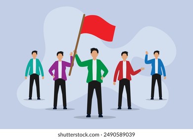 Successful team business or career, Teamwork and support 2d flat vector illustration