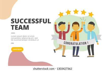 Successful Team flat design banner illustration concept for digital marketing and business promotion