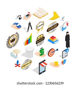 Successful team icons set. Isometric set of 25 successful team vector icons for web isolated on white background