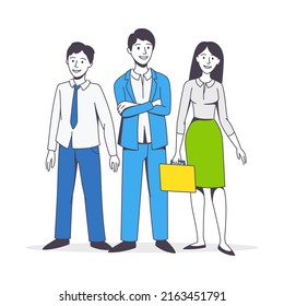 Successful Team with Man and Woman Office Employee Standing Together Vector Illustration