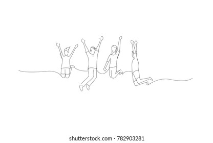 Successful team members jumping isolated on white background.For web site, ad, marketing and poster.Useful for app, travel agency and magazine. Creative business concept,art vector illustration