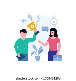 Successful Teamwork concept vector illustration of business . Rise career to success. Landing page template.