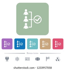 Successful teamwork white flat icons on color rounded square backgrounds. 6 bonus icons included
