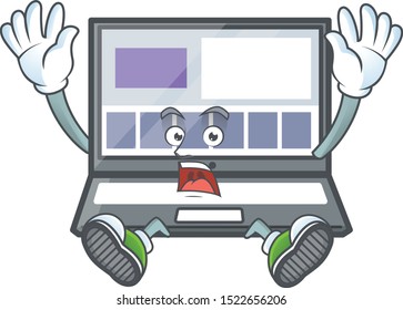 Successful technology laptop with character mascot shape