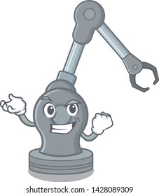 Successful toy robotic arm machine on cartoon shape