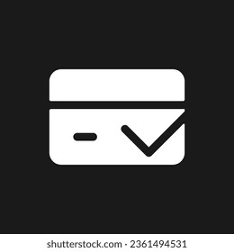 Successful transaction dark mode glyph ui icon. Financial operation. User interface design. White silhouette symbol on black space. Solid pictogram for web, mobile. Vector isolated illustration
