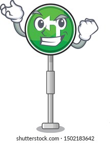 Successful turn left cartoon on side mascot road