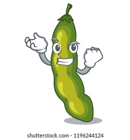 Successful vegetables pod green bean in cartoon