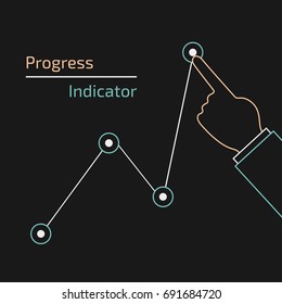 Successful way on graph in top vector illustration