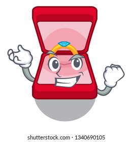 Successful wedding ring box isolated with mascot