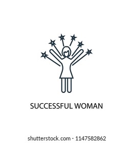 successful woman concept line icon. Simple element illustration. successful woman concept outline symbol design from success set. Can be used for web and mobile UI/UX