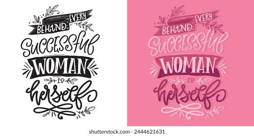 Successful woman. Funny hand drawn doodle lettering quote. Lettering print t-shirt design. 100% vector file. svg