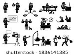 Successful work from home mom or mother. Vector illustration of a mommy having success working, doing business, and earning money at home using computer even though she has to take care of her baby.