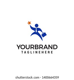 successful worker logo design concept template vector