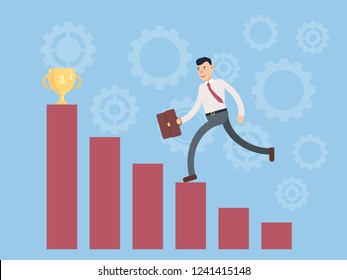 Successful worker on the way to achieving the goal