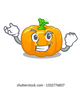 Successful yellow pumpkin in the cartoon shape