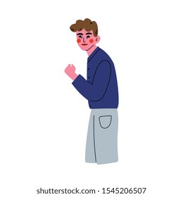 Successful Young Man Reached the Goal or Result Vector Illustration