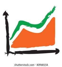 Successfully business graph. Grunge styled vector.