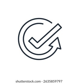 Successfully completed task. Done. Vector linear icon illustration isolated on white background.