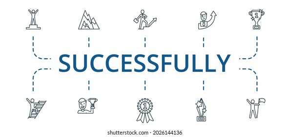 Successfully icon set. Contains editable icons theme such as lader og success, winner, victory and more.