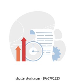 Successfully organizing tasks at paper and appointments on time. Set of tools for effective time management and multitasking at work. Flat cartoon vector illustration.