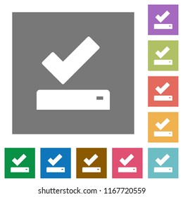 Successfully saved flat icons on simple color square backgrounds