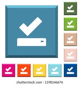 Successfully saved white icons on edged square buttons in various trendy colors