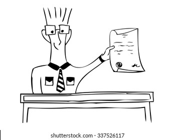 Successfully signed contract. Drawing. Sketch style. Vector illustration.