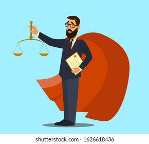 Successfully and won the case.successful lawyer. vector illustration in cartoon style.