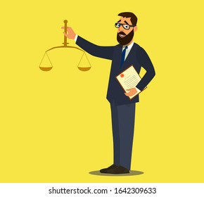 Successfully and won the case.successful lawyer. vector illustration in cartoon style.
