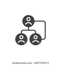 Icono vectorial de gráfico de sucesión. signo plano relleno para concepto móvil y diseño web. Icono de glifo de proceso de planificación de sucesión. Símbolo, ilustración del logotipo. Gráficos vectoriales