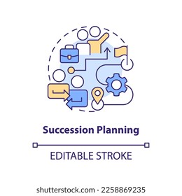 Succession planning concept icon. Existing employees development. IT staffing model abstract idea thin line illustration. Isolated outline drawing. Editable stroke. Arial, Myriad Pro-Bold fonts used