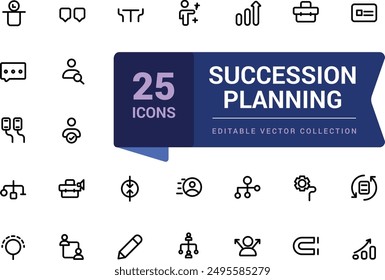 Succession planning icon collection. Related to skill, assessment, performance, career path, job rotation, competence icon. Simple line vector illustration.