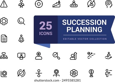 Succession planning icon collection. Related to skill, assessment, performance, career path, job rotation, competence icon. Simple line vector illustration.