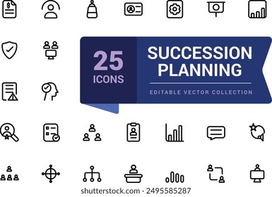 Succession planning icon collection. Related to skill, assessment, performance, career path, job rotation, competence icon. Simple line vector illustration.