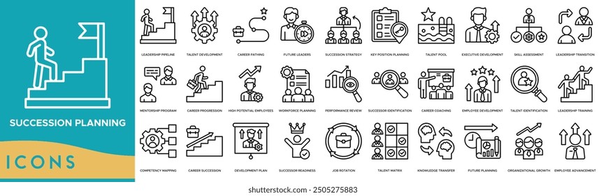 Succession planning icon. Leadership Pipeline, Talent Development, Career Pathing, Future Leaders and Succession Strategy