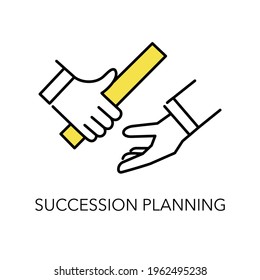 Succession planning image icon,passing the baton,simple illustration,line style,white isolated