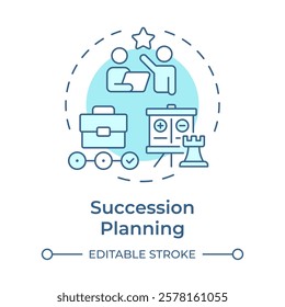Succession planning soft blue concept icon. Developing employees potential. Human resource management system. Round shape line illustration. Abstract idea. Graphic design. Easy to use in brochure