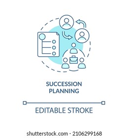 Succession planning turquoise concept icon. Senior position replacement. HR abstract idea thin line illustration. Isolated outline drawing. Editable stroke. Roboto-Medium, Myriad Pro-Bold fonts used